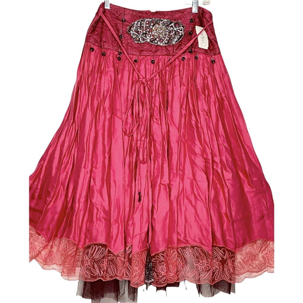 Designer Armand Ventilo Pink Skirt with Embellished Waist size 10